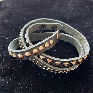 Leather with gun metal studs bracelet